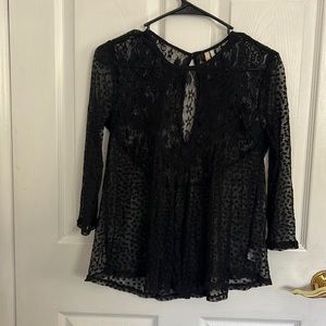 Frenchi Sheer Black Blouse